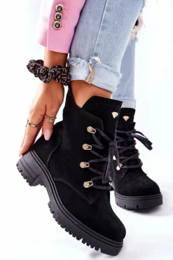 Botki Damskie Zamszowe Czarne Nicole 2674