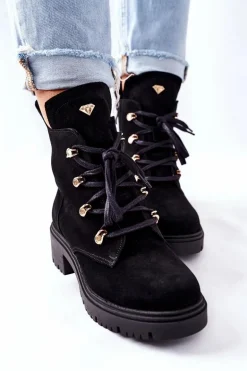 Botki Damskie Zamszowe Czarne Nicole 2674