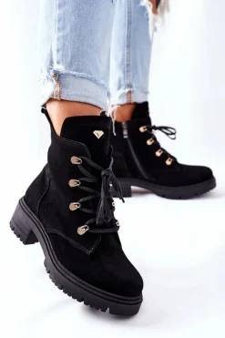 Botki Damskie Zamszowe Czarne Nicole 2674