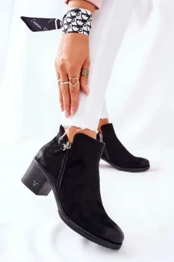 Botki Damskie Zamszowe Czarne Bellarena