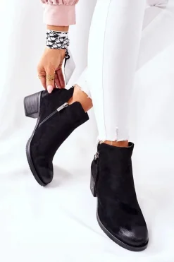 Botki Damskie Zamszowe Czarne Bellarena