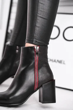 Botki Damskie Zdobiony Słupek Czarne Lippi