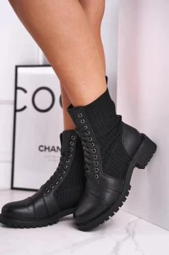 Botki Damskie Ze Skarpetą Czarne Brielle