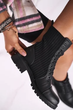 Botki Damskie Ze Skarpetą Czarne Brielle