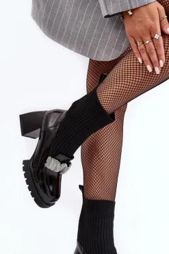 Botki Damskie Ze Skarpetą Na Obcasie D&A MR870-41 Czarne