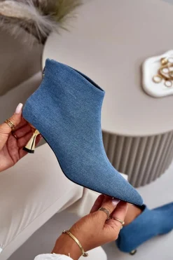 Botki Jeansowe Damskie Na Szpilce Niebieskie Terlena