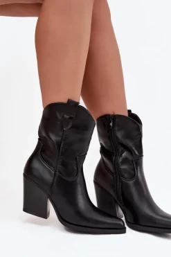 Botki Kowbojki Damskie Eko Skórzane Na Słupku Czarne Morelia