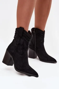 Botki Kowbojki Damskie Na Słupku Czarne Jessa