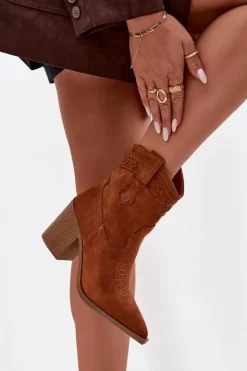 Botki Kowbojki Damskie Na Słupku Camel Jessa