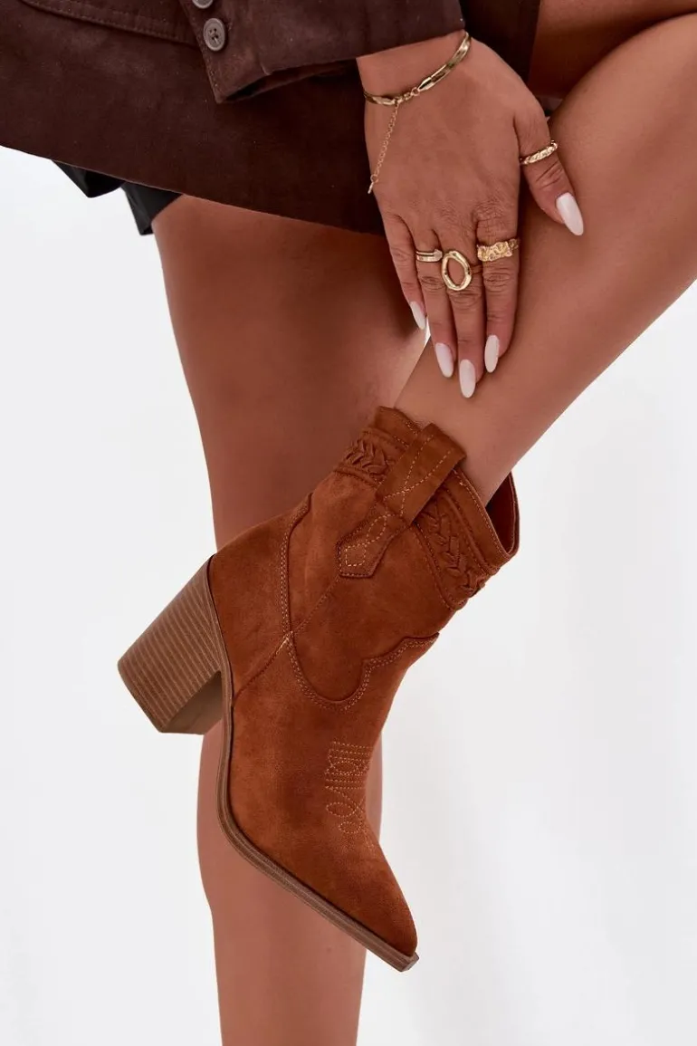 Botki Kowbojki Damskie Na Słupku Camel Jessa