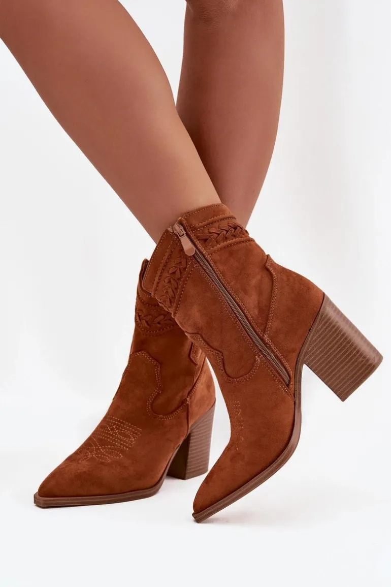 Botki Kowbojki Damskie Na Słupku Camel Jessa