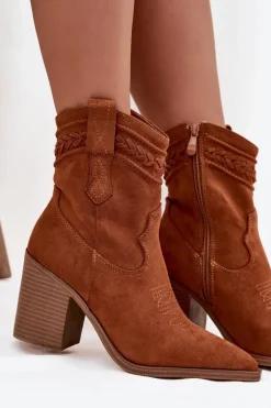 Botki Kowbojki Damskie Na Słupku Camel Jessa