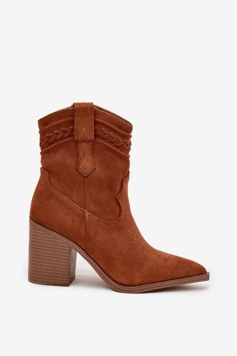 Botki Kowbojki Damskie Na Słupku Camel Jessa