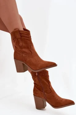 Botki Kowbojki Damskie Na Słupku Camel Jessa