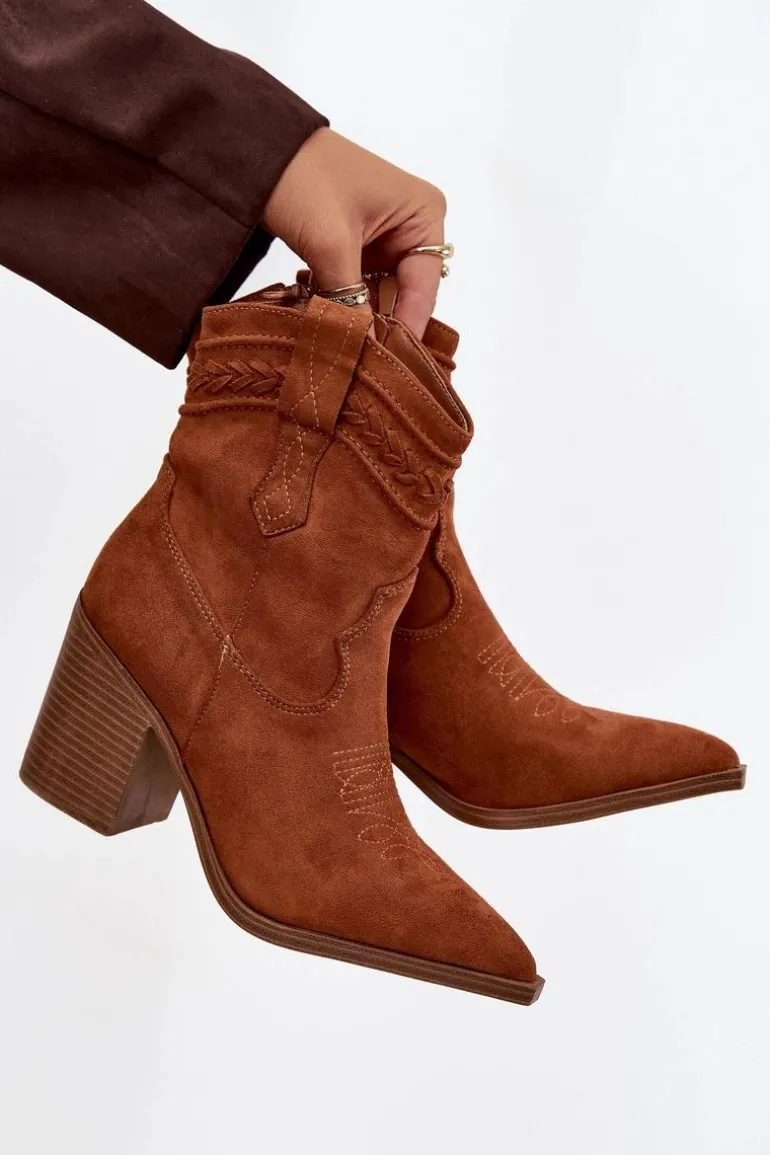 Botki Kowbojki Damskie Na Słupku Camel Jessa