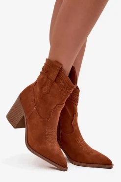 Botki Kowbojki Damskie Na Słupku Camel Jessa