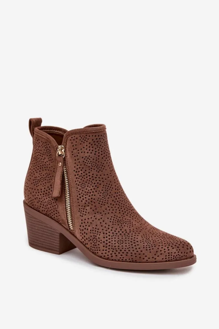 Botki Kowbojki Damskie Na Obcasie S.Barski HY52-538 Brązowe