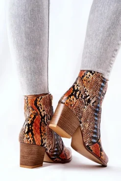 Botki Kowbojki Lewski Pomarańczowo-Niebieskie Wężowy Wzór EV28