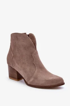 Botki Kowbojki Zamszowe Lewski EV28 Beżowe