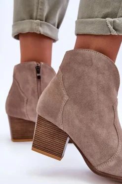 Botki Kowbojki Zamszowe Lewski EV28 Beżowe