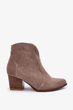 Botki Kowbojki Zamszowe Lewski EV28 Beżowe