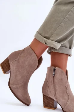 Botki Kowbojki Zamszowe Lewski EV28 Beżowe