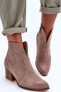 Botki Kowbojki Zamszowe Lewski EV28 Beżowe