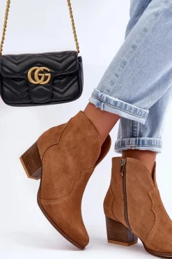 Botki Kowbojki Zamszowe Lewski EV28 Brązowe