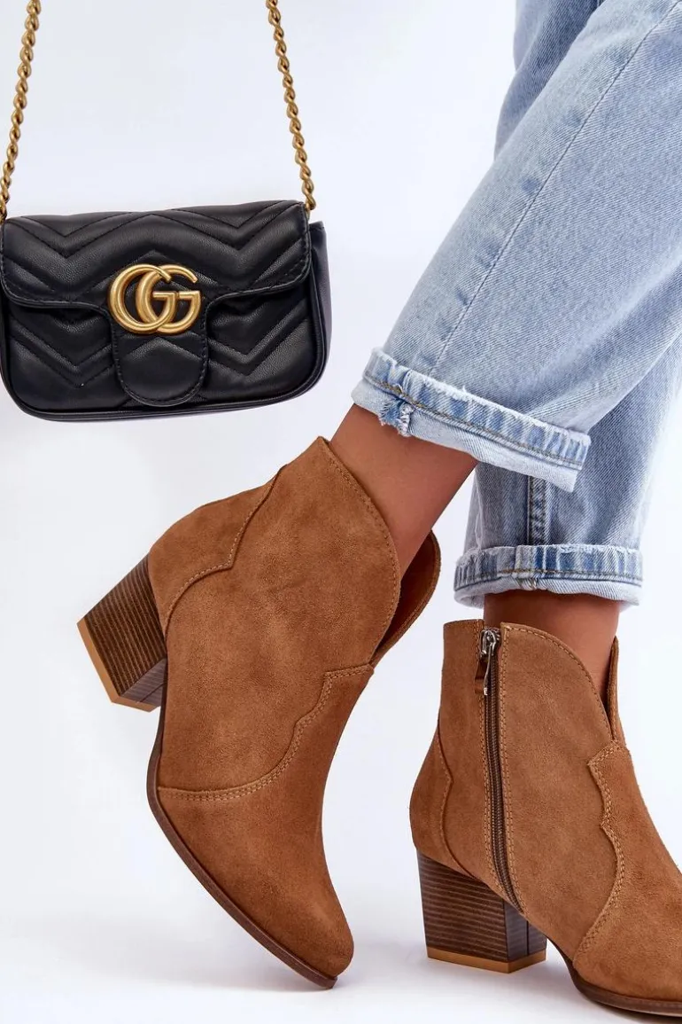 Botki Kowbojki Zamszowe Lewski EV28 Brązowe