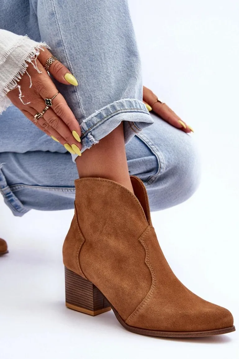 Botki Kowbojki Zamszowe Lewski EV28 Brązowe