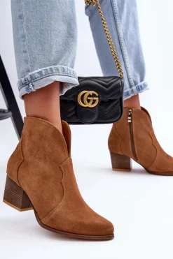 Botki Kowbojki Zamszowe Lewski EV28 Brązowe