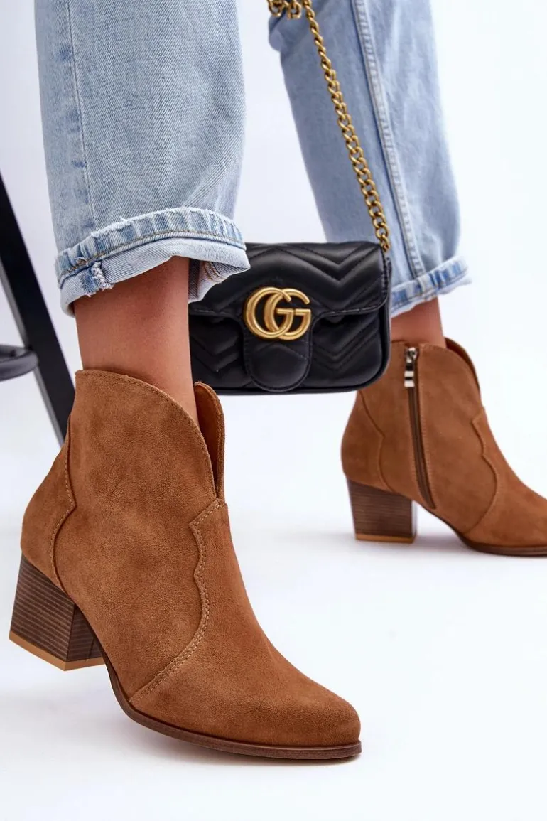 Botki Kowbojki Zamszowe Lewski EV28 Brązowe