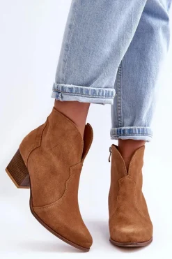 Botki Kowbojki Zamszowe Lewski EV28 Brązowe