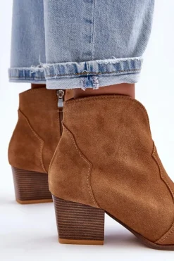 Botki Kowbojki Zamszowe Lewski EV28 Brązowe