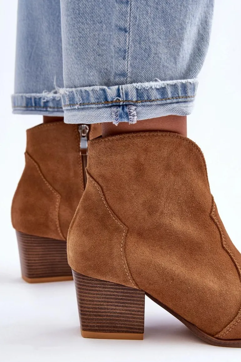 Botki Kowbojki Zamszowe Lewski EV28 Brązowe