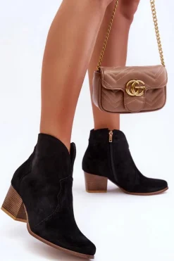 Botki Kowbojki Zamszowe Lewski EV28 Czarne