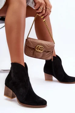 Botki Kowbojki Zamszowe Lewski EV28 Czarne