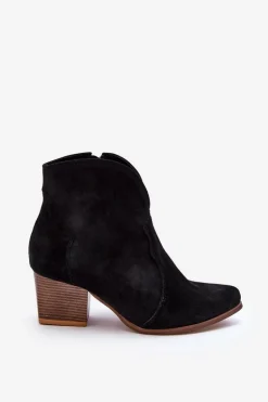 Botki Kowbojki Zamszowe Lewski EV28 Czarne