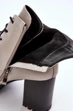 Botki Lakierowane Na Słupku Ocieplane Jasnoszare S.Barski MR870-54