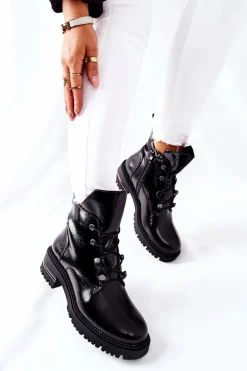 Botki Lakierowane Ocieplane Sergio Leone Czarne TR744