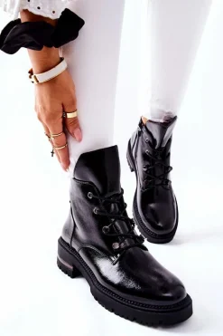 Botki Lakierowane Ocieplane Sergio Leone Czarne TR744