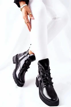 Botki Lakierowane Ocieplane Sergio Leone Czarne TR744