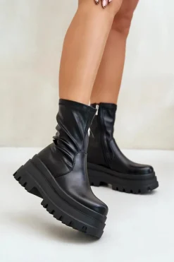 Botki Na Masywnej Platformie Czarne Florinara