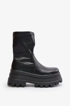 Botki Na Masywnej Platformie Czarne Florinara