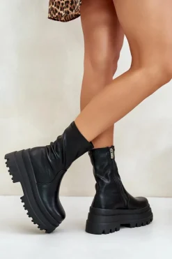 Botki Na Masywnej Platformie Czarne Florinara