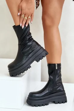 Botki Na Masywnej Platformie Czarne Florinara