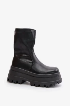 Botki Na Masywnej Platformie Czarne Florinara