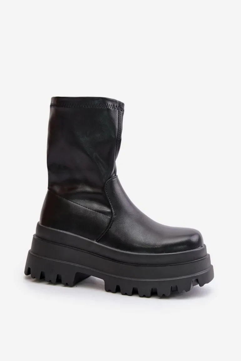 Botki Na Masywnej Platformie Czarne Florinara