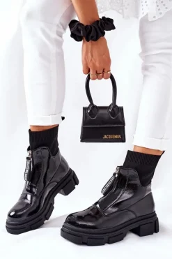 Botki Na Masywnej Podeszwie Czarne Chicago