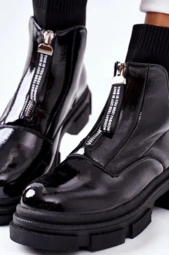 Botki Na Masywnej Podeszwie Czarne Chicago